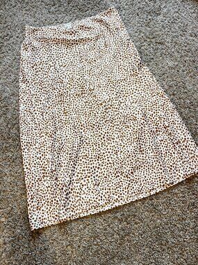J.Crew cream and brown leopard print midi skirt, size M